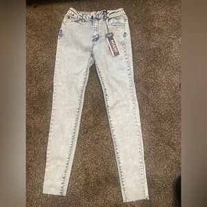 refugee denim | Miami high rise super skinny | bleached denim look